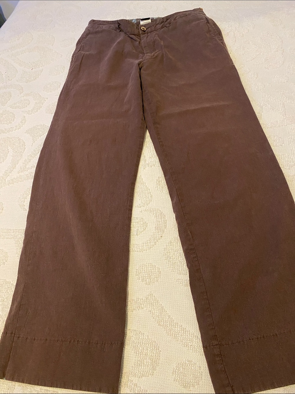 Patagonia  Pants in Deep Brown, well loved.  Has been repaired.